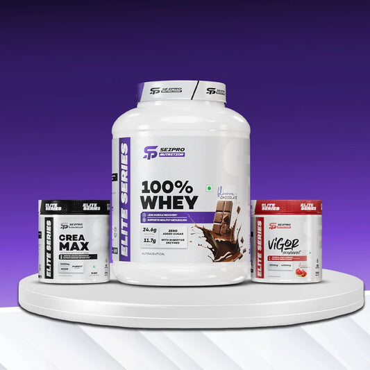 100% Whey Protein + Vigor Pre Workout + Crea Max Creatine